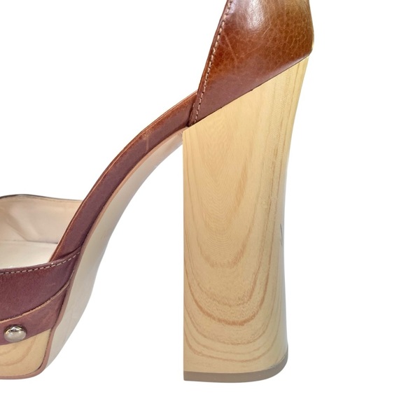 Nine West Brown Studded Leather Platforms 7M Boho Chic 70s Hippie Gipsy Vibes - Picture 8 of 16